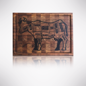 16" x 11" End Grain Cutting Board with Butcher Cow Engraving