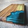 Teak Cutting Board with Ocean Resin Accent – 18 x 11 in., 1.5 in. Thick