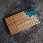 Teak Cutting Board with Ocean Resin Accent – 18 x 11 in., 1.5 in. Thick