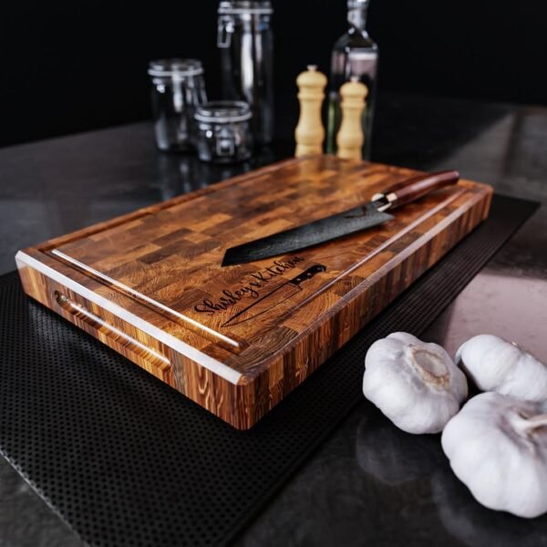 End-Grain Teak Cutting Board – 18 x 11 x 1.5 in.